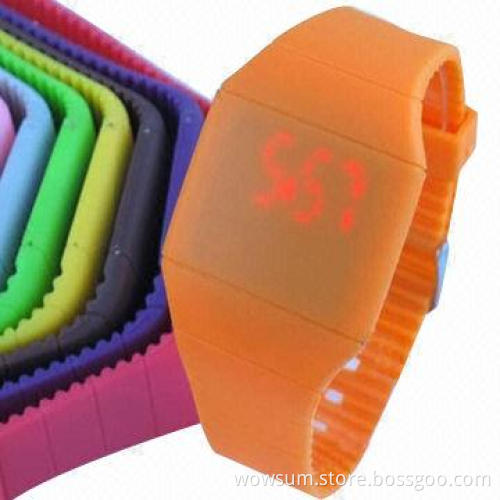 Hot Sale Touch Screen LED Watch, Eco-friendly Silicone Band with Plastic Case